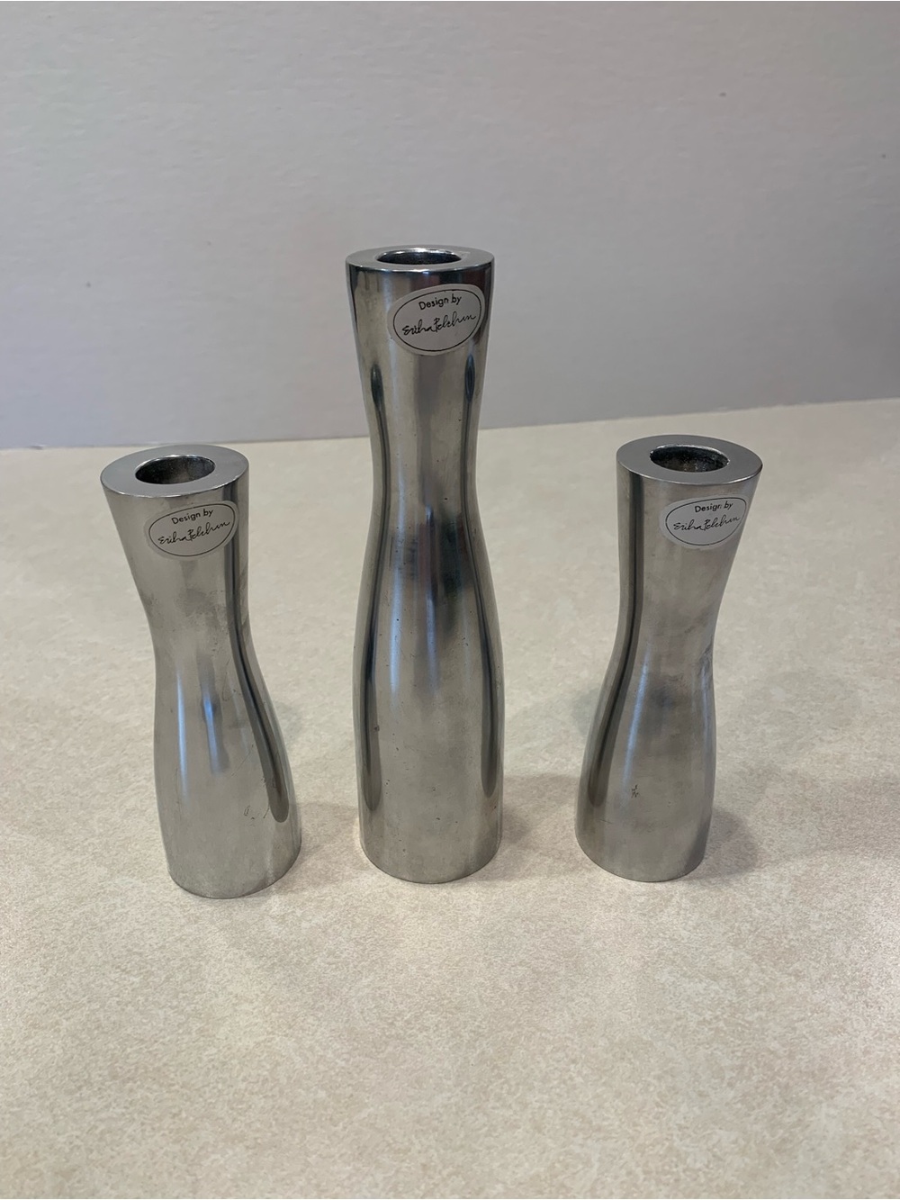 Vintage 90’s IKEA Aluminum Candlestick Holders Erika Pekkari Design Set of 3